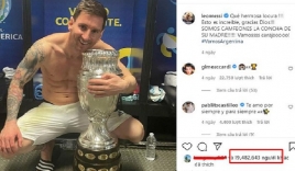 Messi lại làm lên lịch sử với khoảnh khắc ôm cúp Copa trên Instagram