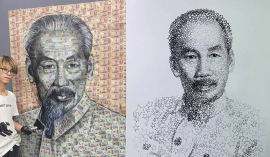 Độc đáo bức tranh chân dung Bác Hồ được 'vẽ' từ 200 triệu đồng