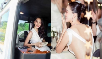 Hoa hậu Tiểu Vy phô diễn đường cong nuột nà với bộ váy hở bạo