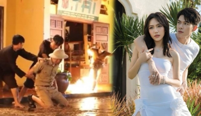 Anh Tú 'đứng ngồi không yên' khi chứng kiến bà xã Diệu Nhi đóng cảnh phim nguy hiểm