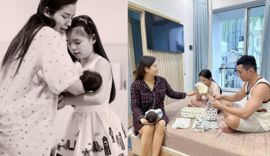 Netizen dành lời khen vì hành động đáng yêu của con gái Phương Trinh Jolie cho em trai mới sinh