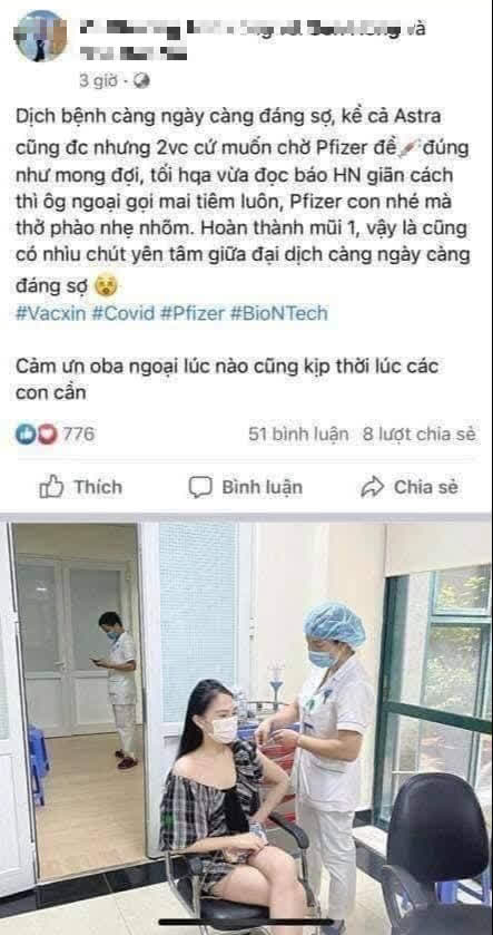 Hoa khôi nhờ 'ông ngoại' kén chọn tiêm vắc-xin Covid-19: Giám đốc BV Hữu nghị Việt - Xô lên tiếng 1 Hoa khôi nhờ 'ông ngoại' kén chọn tiêm vắc-xin Covid-19: Giám đốc BV Hữu nghị Việt - Xô lên tiếng 1