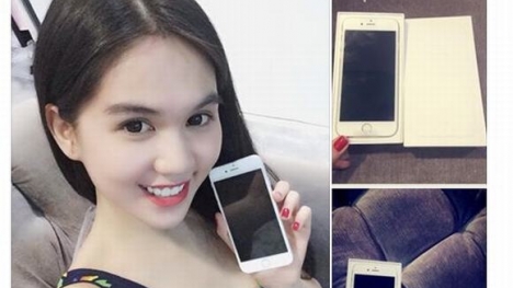 Ngọc Trinh hào hứng khoe iPhone 6 mới tậu trên trang cá nhân