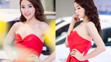 Hoa hậu Kỳ Duyên đẹp lạ với đầm cúp ngực dự sự kiện