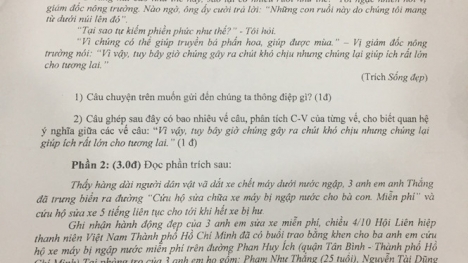 3 anh em sửa xe miễn phí cho người dân bị ngập nước vào đề thi Văn