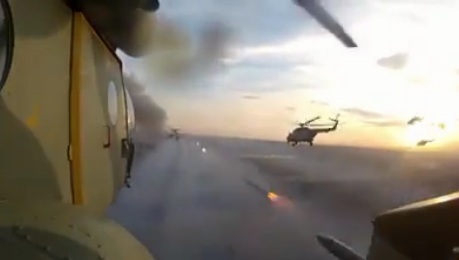 Video: Dàn trực thăng Nga phóng rocket diệt mục tiêu trên mặt đất