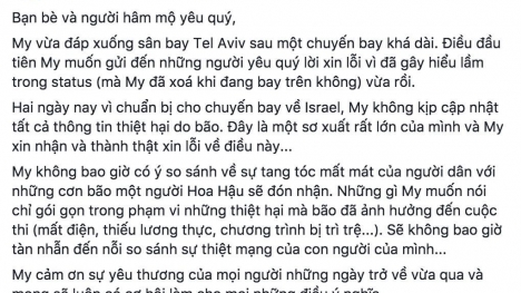 Sau khi xóa phát ngôn gây tranh cãi, Á hậu Hoàng My đã gửi lời xin lỗi