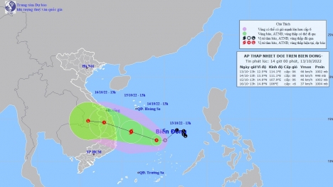 Áp thấp nhiệt đới có thể thành bão giật tới cấp 10, hướng vào Quảng Trị đến Phú Yên