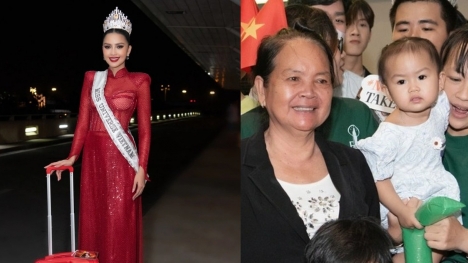 Mẹ Ngọc Châu mặc chiếc áo 'vía' tiễn con gái lên đường thi Miss Universe 2022