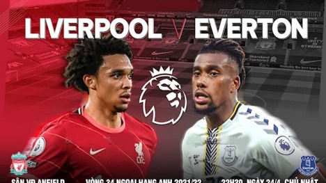 Trực tiếp Liverpool vs Everton, link xem trực tiếp Liverpool vs Everton: 22h30 24/04/2022