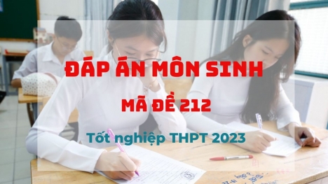 Đáp án môn Sinh học mã đề 212 kỳ thi tốt nghiệp THPT 2023