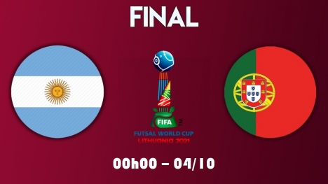 Xem trực tiếp chung kết World Cup Futsal (0h00, 4/10): Argentina vs Bồ Đào Nha