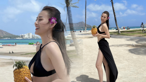 Phương Oanh diện bikini khoe dáng ở bãi biển Hawaii, sắc vóc hậu ăn hỏi gây chú ý 