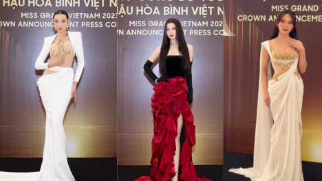 Nàng hậu nhà Sen Vàng trên thảm đồ công bố vương miện Miss Grand Vietnam 2023: Thùy Tiên sắc sảo, Phương Nhi quyến rũ lạ thường