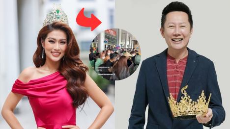 Thiên Ân bận, fan sắc đẹp 'ùn ùn' đón ông Nawat cùng thí sinh Miss Grand Thailand đến Việt Nam 