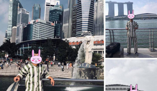 Thanh niên mặc đồ giống quần áo phạm nhân check-in ở Singapore khiến dân tình xôn xao