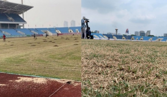 Mặt cỏ Mỹ Đình 'đổi màu' trước trận chung kết Việt Nam - Thái Lan, giám sát AFC lên tiếng