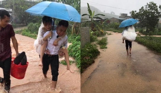Cưới vợ đúng ngày mưa lũ, chú rể có hành động nhận triệu like từ cộng đồng mạng