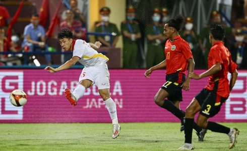 U23 Việt Nam chơi khởi sắc và liên tục dồn ép U23 Timor-Leste ở hiệp 2. Ảnh: Internet