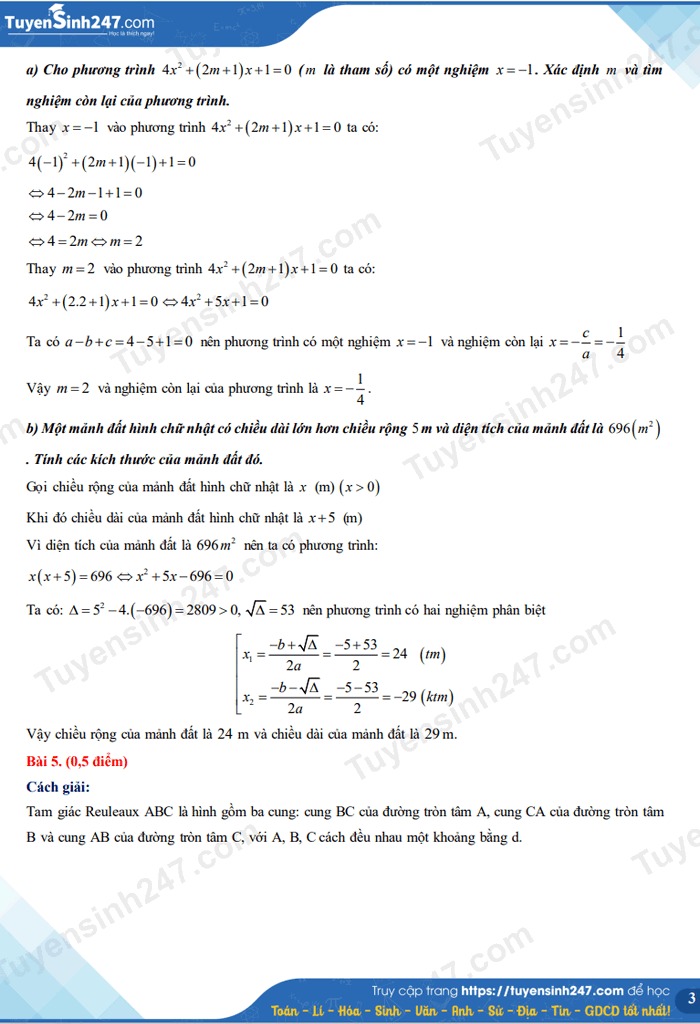 Đáp án đề thi môn Toán tuyển sinh lớp 10 tỉnh Kiên Giang năm 2022 nhanh nhất