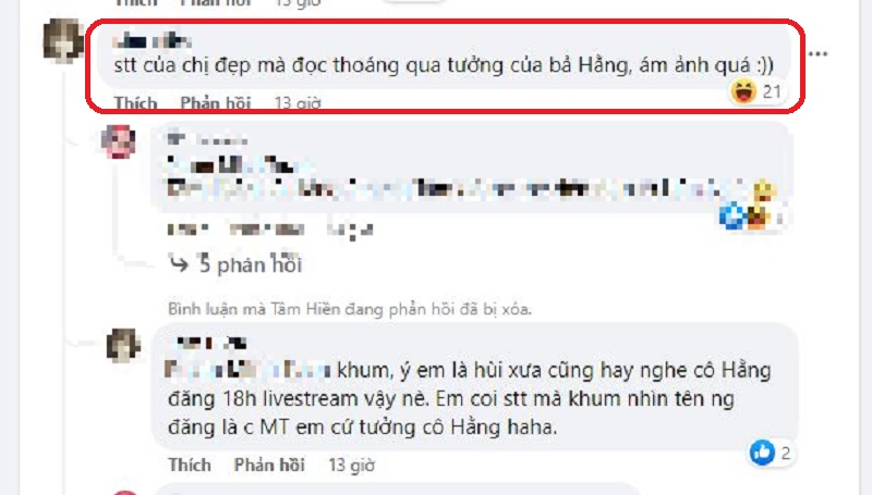 Bình luận của dân mạng so sánh bài đăng của Mỹ Tâm giống thông báo livestream của bà PH