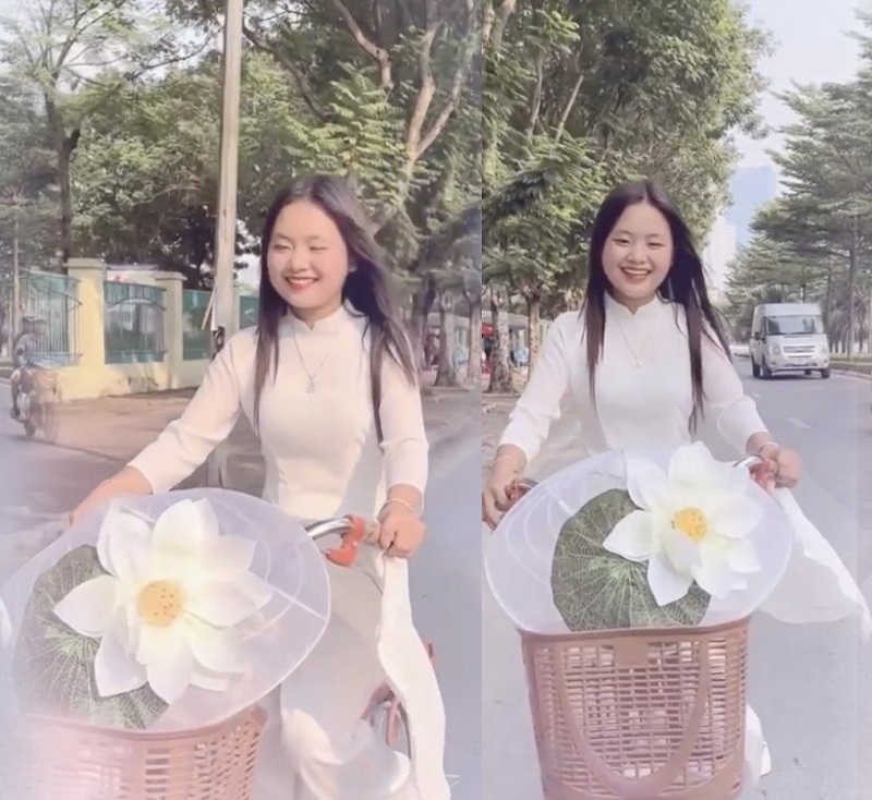 Phúng Phính Hà Giang thay đổi phong cách, hóa nàng thơ với áo dài trắng - Ảnh 1