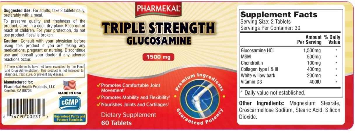 Cảnh báo thực phẩm bảo vệ sức khỏe Pharmekal ® Triple strength Glucosamine 1500MG gây hiểu nhầm có tác dụng như thuốc chữa bệnh.