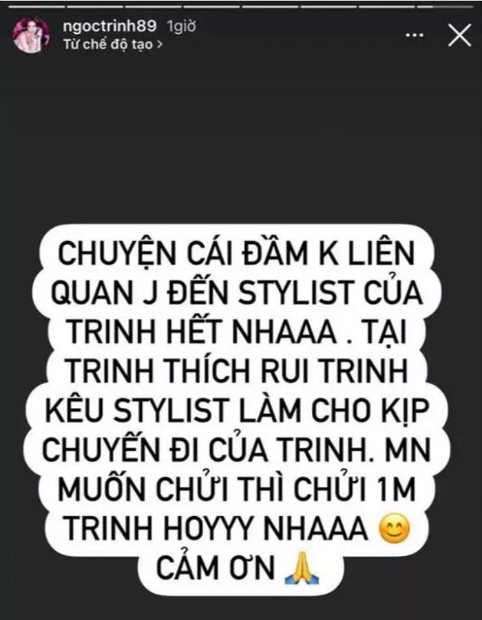 Lời giải thích của Ngọc Trinh Lời giải thích của Ngọc Trinh