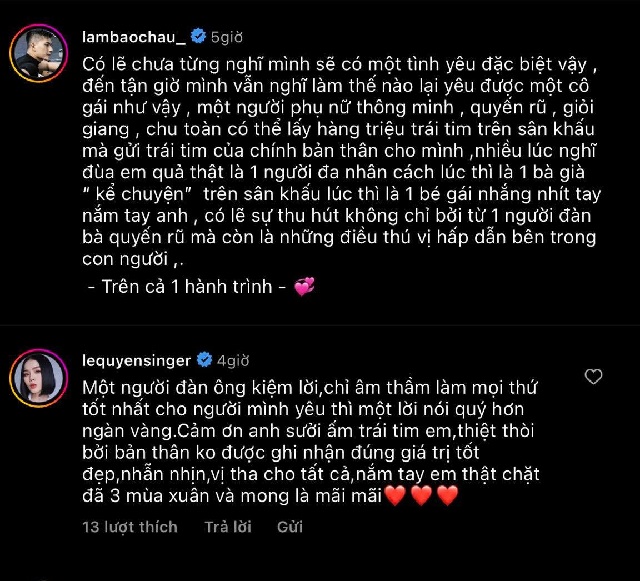Lâm Bảo Châu cũng có chia sẻ gây chú ý, chính thức xác nhận mối quan hệ