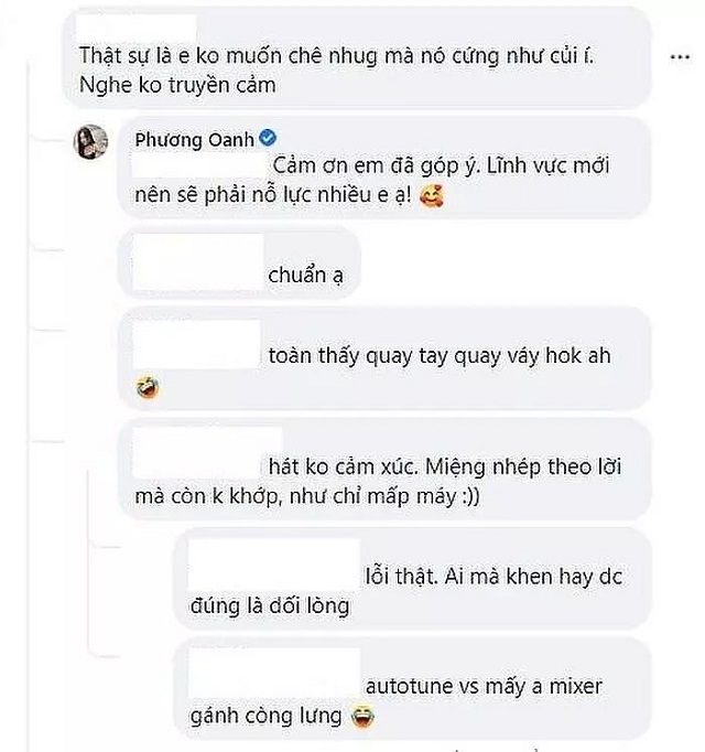 Phương Oanh bình thản đón nhận những góp ý từ dân tình Phương Oanh bình thản đón nhận những góp ý từ dân tình