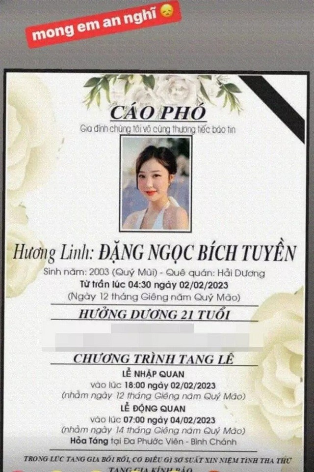 Thông tin hot tiktoker Bích Tuyền qua đời khiến dân tình không khỏi xót xa Thông tin hot tiktoker Bích Tuyền qua đời khiến dân tình không khỏi xót xa