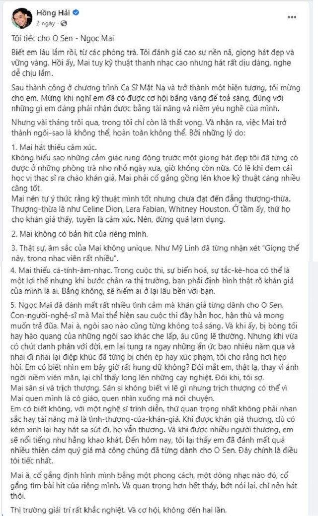 Nguyên văn bài chia sẻ của họa sĩ Hồng Hải Nguyên văn bài chia sẻ của họa sĩ Hồng Hải