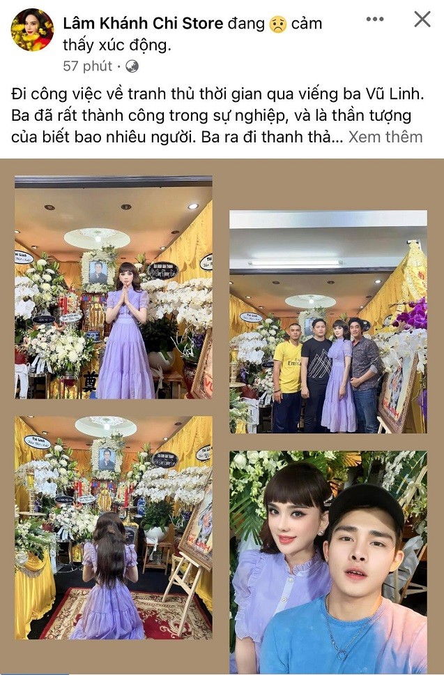Lâm Khánh Chi gây tranh cãi khi mặc váy công chúa, cười duyên đi đám ma 'ba' Vũ Linh Lâm Khánh Chi gây tranh cãi khi mặc váy công chúa, cười duyên đi đám ma 'ba' Vũ Linh