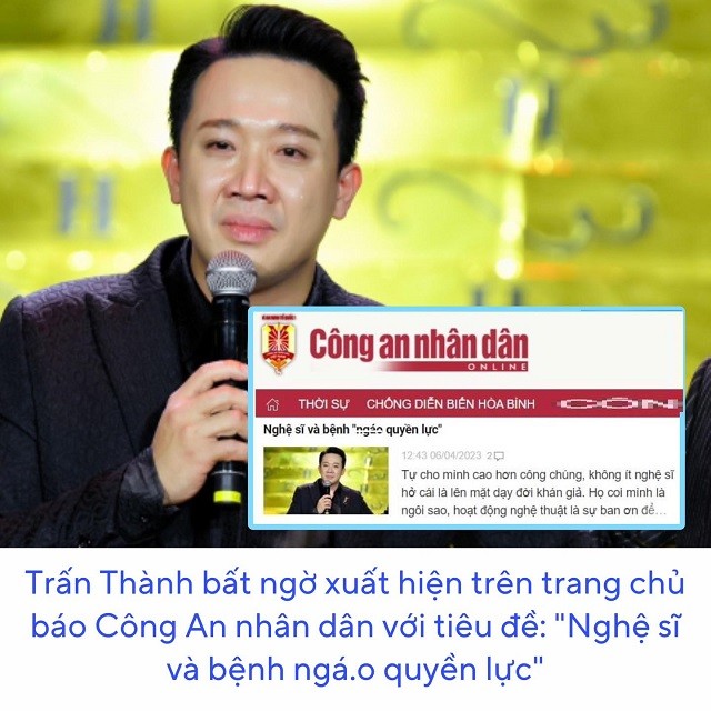 Trấn Thành bất ngờ lên trang chủ Báo CAND với tiêu đề 'Nghệ sĩ và bệnh ngáo quyền lực' - Ảnh 1 Trấn Thành bất ngờ lên trang chủ Báo CAND với tiêu đề 'Nghệ sĩ và bệnh ngáo quyền lực' - Ảnh 1
