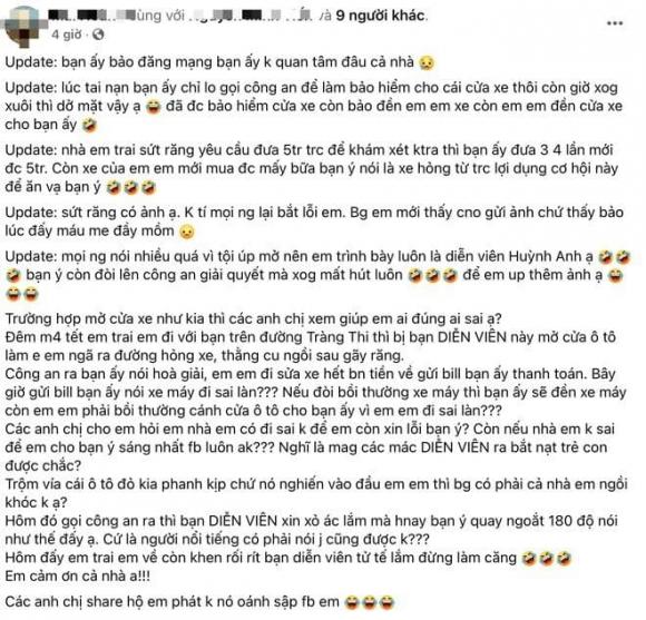 Huỳnh Anh bị tố lật kèo tiền đền bù. Ảnh internet Huỳnh Anh bị tố lật kèo tiền đền bù. Ảnh internet