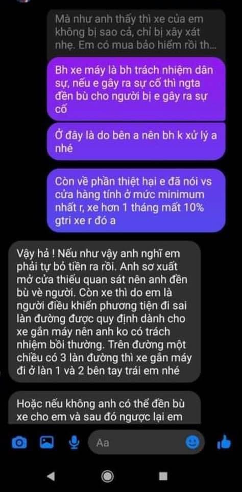 Đoạn tin nhắn của Huỳnh Anh và gia đình nạn nhân. Ảnh internet Đoạn tin nhắn của Huỳnh Anh và gia đình nạn nhân. Ảnh internet
