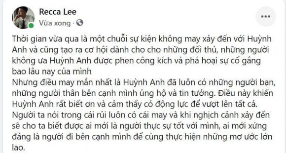 Diễn viên Huỳnh Anh 'trút bầu tâm sự' lạ sau hàng loạt những ồn ào đầu năm. Ảnh FBNV Diễn viên Huỳnh Anh 'trút bầu tâm sự' lạ sau hàng loạt những ồn ào đầu năm. Ảnh FBNV