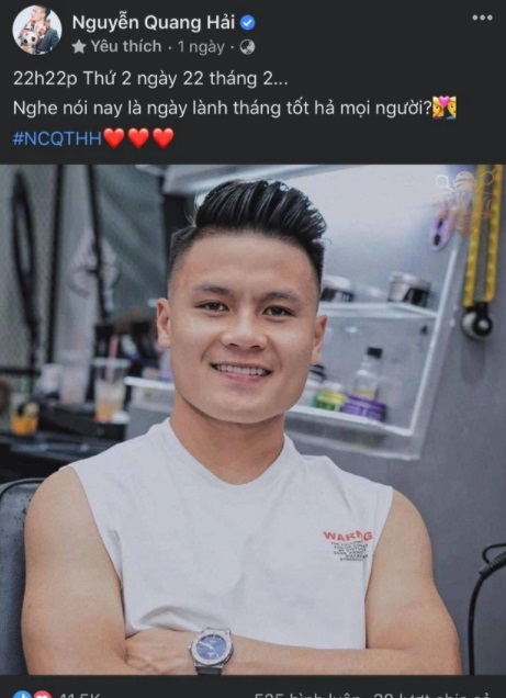 Dòng trạng thái gây xôn xao của Quang Hải. Ảnh FBNV