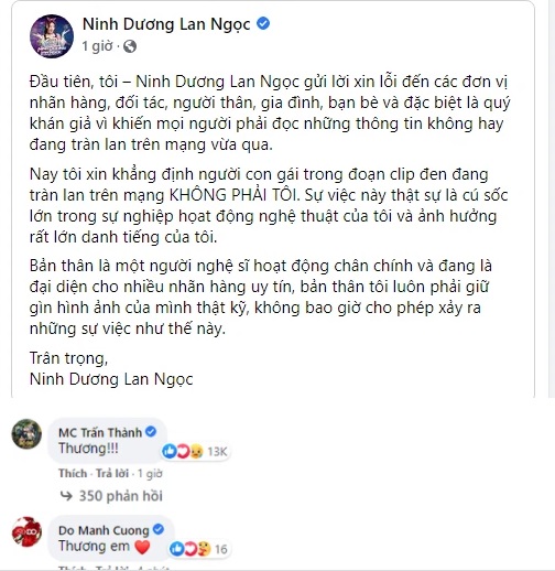 Nhiều sao Việt gửi lời an ủi Ninh Dương Lan Ngọc. Ảnh FBNV Nhiều sao Việt gửi lời an ủi Ninh Dương Lan Ngọc. Ảnh FBNV