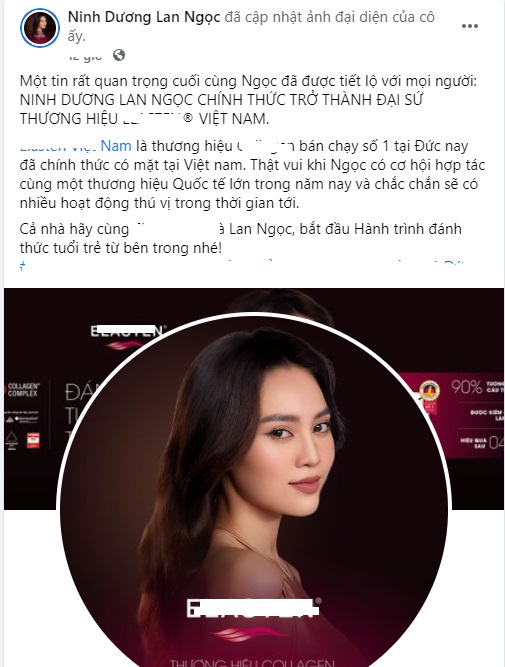 Ninh Dương Lan Ngọc trúng hợp đồng khủng khi trở thành đại sứ thương hiệu của nhãn hàng nổi tiếng. Ảnh FBNV Ninh Dương Lan Ngọc trúng hợp đồng khủng khi trở thành đại sứ thương hiệu của nhãn hàng nổi tiếng. Ảnh FBNV