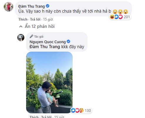 Vừa về đến nhà là Cường đô la vội bế con gái nhỏ Suchin. Ảnh FBNV Vừa về đến nhà là Cường đô la vội bế con gái nhỏ Suchin. Ảnh FBNV