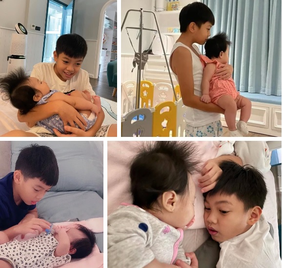 Subeo rất thân thiết và thường xuyên giúp bố Cường đô la chăm em gái Suchin. Ảnh FBNV Subeo rất thân thiết và thường xuyên giúp bố Cường đô la chăm em gái Suchin. Ảnh FBNV