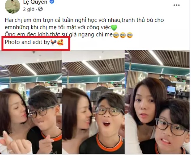 Lệ Quyên vô tình để lộ chi tiết quan trọng vén màn mối quan hệ thật sự của tình trẻ với con riêng: Hóa ra Lâm Bảo Châu là tác giả của loạt ảnh này. Ảnh FBNV Lệ Quyên vô tình để lộ chi tiết quan trọng vén màn mối quan hệ thật sự của tình trẻ với con riêng: Hóa ra Lâm Bảo Châu là tác giả của loạt ảnh này. Ảnh FBNV