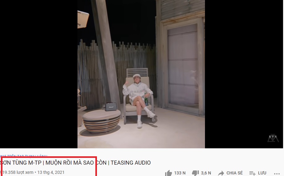 Sau gần 20 giờ đăng tải đoạn teaser audio, lượng view vẫn dậm chân tại chỗ và chưa đạt được 1 triệu view. Ảnh chụp từ màn hình