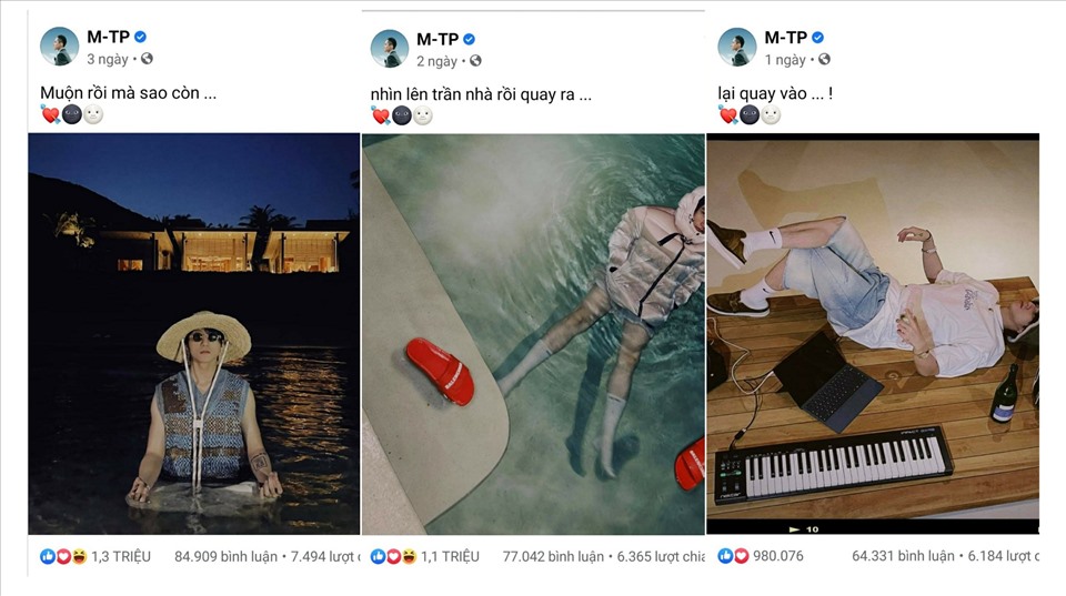 Kể từ ngày tái xuất, Sơn Tùng M-TP rất chăm chỉ thả thính trên mạng xã hội. Ảnh FBNV