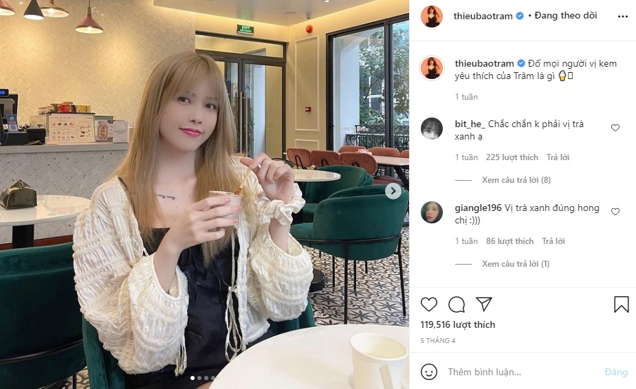 Hỏi một câu vu vơ nhưng Thiều Bảo Trâm bị khơi lại nỗi đau mang tên Hải Tú. Ảnh IGNV