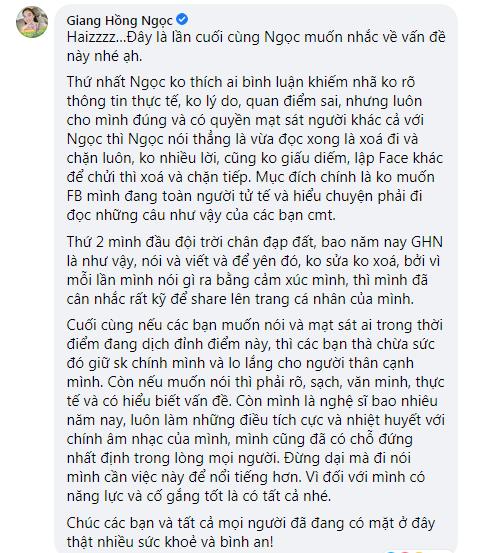 Giang Hồng Ngọc khẳng định không sợ hãi khi có phát ngôn đụng chạm đến người tình tin đồn của Mỹ Tâm 1 Giang Hồng Ngọc khẳng định không sợ hãi khi có phát ngôn đụng chạm đến người tình tin đồn của Mỹ Tâm 1