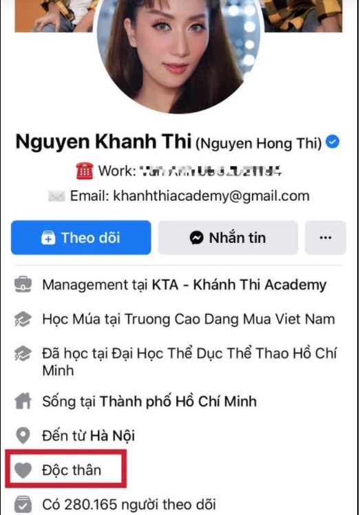 Khanh Thi để trạng thái độc thân dù đang hạnh phúc bên Phan Hiển. Ảnh FBNV Khanh Thi để trạng thái độc thân dù đang hạnh phúc bên Phan Hiển. Ảnh FBNV