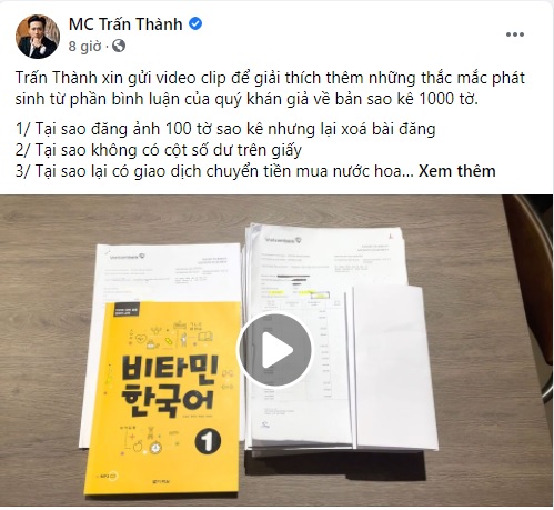 MC Trấn Thành thực hiện đoạn clip giải thích những thắc mắc của cư dân mạng. Ảnh FBNV MC Trấn Thành thực hiện đoạn clip giải thích những thắc mắc của cư dân mạng. Ảnh FBNV