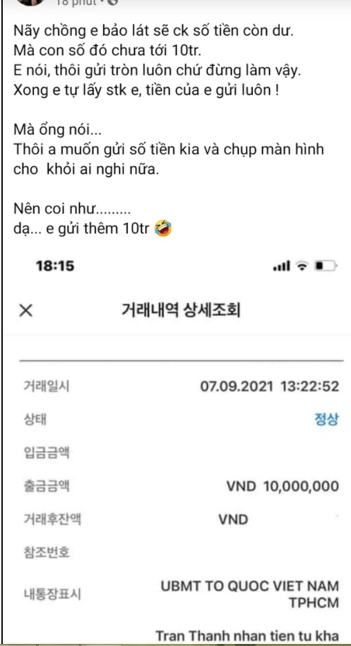 Hari Won tiết lộ về số tiền 'lạ' còn dư trong bản sao kê của Trấn Thành và quyết định nhận được sự ủng hộ. Ảnh FBNV Hari Won tiết lộ về số tiền 'lạ' còn dư trong bản sao kê của Trấn Thành và quyết định nhận được sự ủng hộ. Ảnh FBNV
